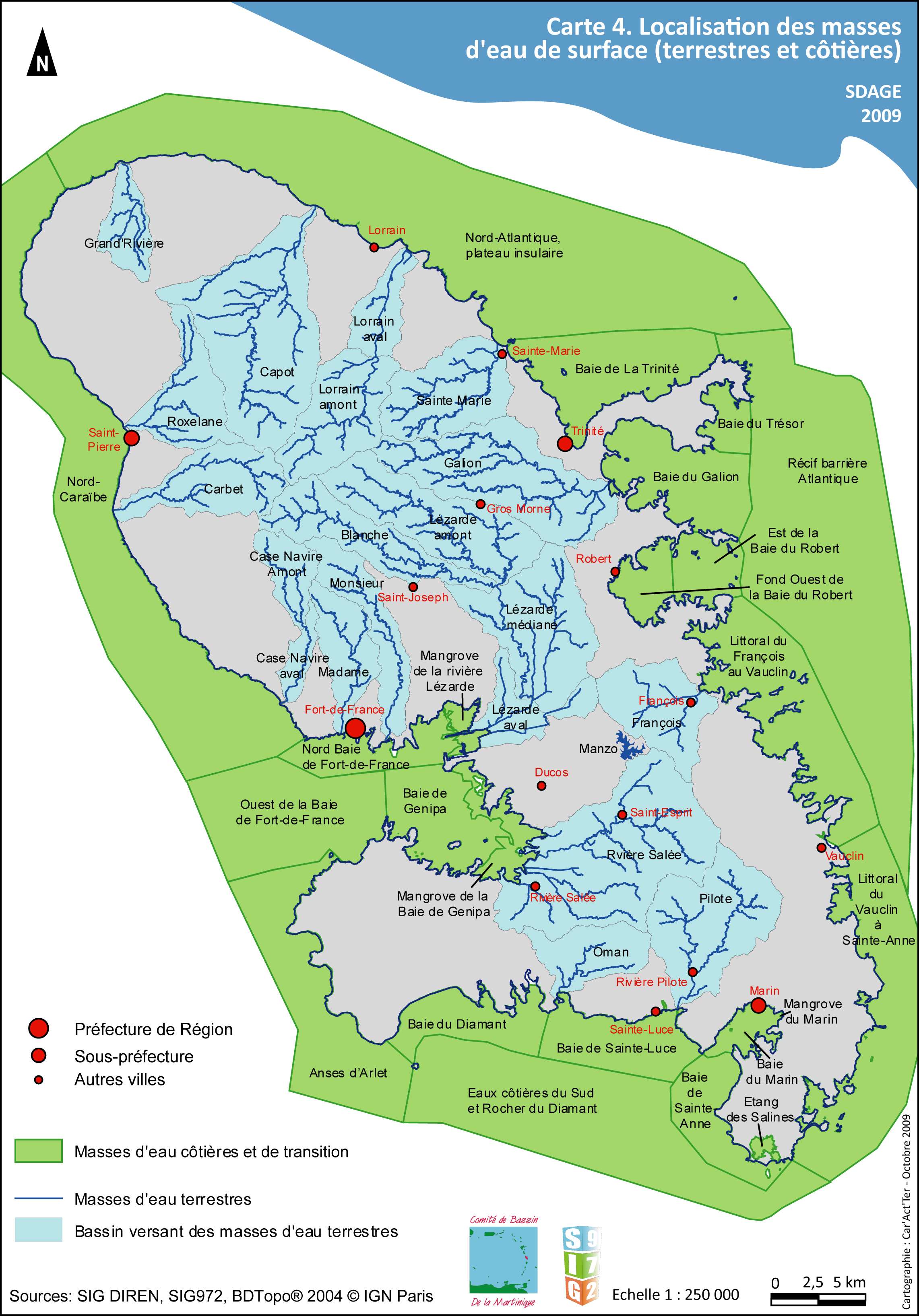 SDAGE 2010-2015 - Carte 04- Localisation des masses d'eau de surface